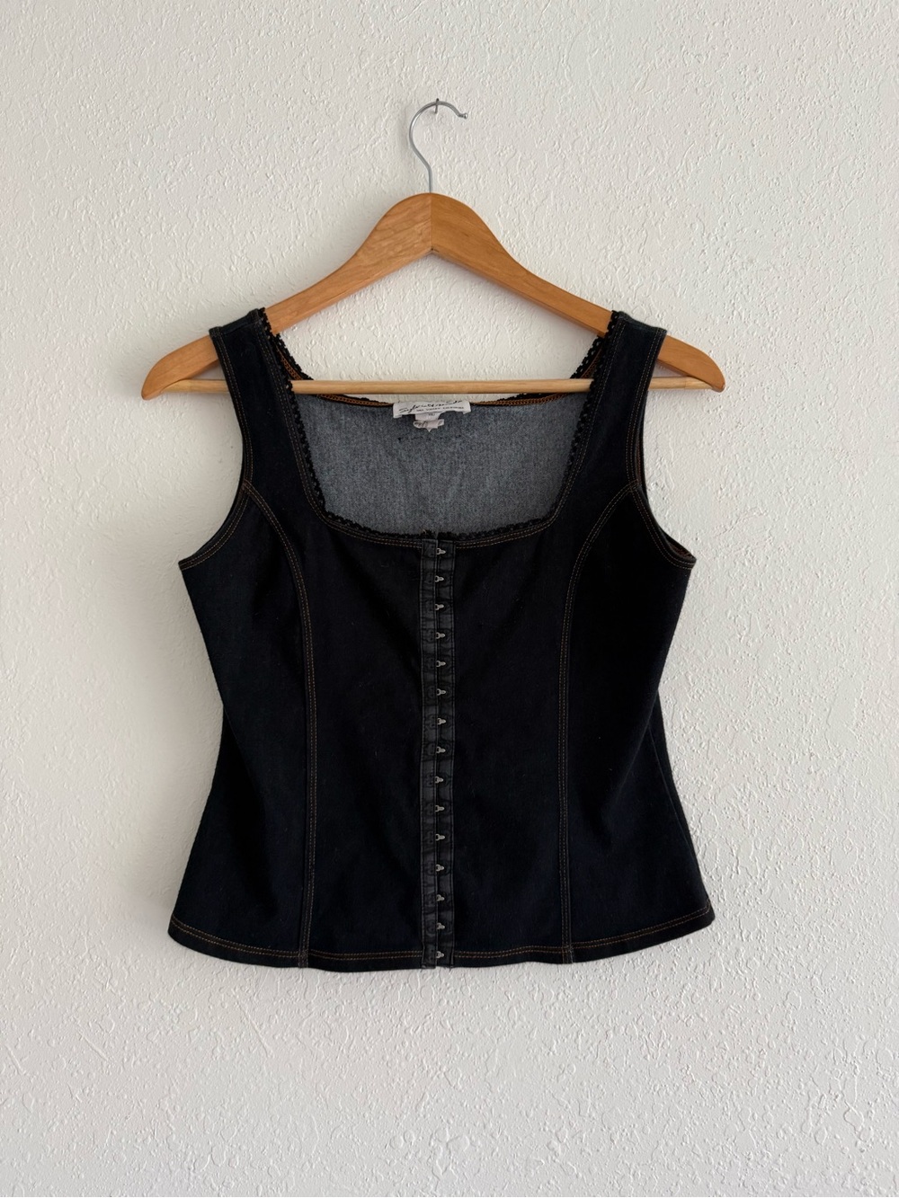 Dark blue denim Hook-and-Eye Tank Top - Women